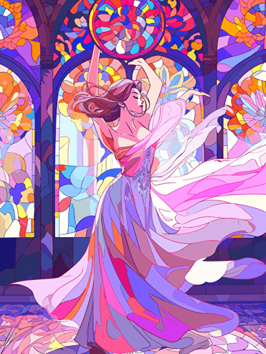 impressionism, beauty culture, visual design, latin music, stained glass, dancers,vector ,2d illustrator,