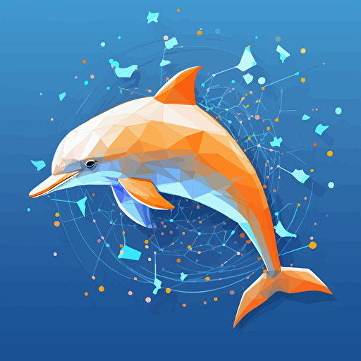 A Stochastic dolphin, flat design, vector art"