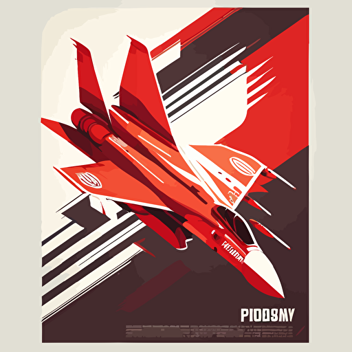 minimal vector soviet propoganda poster style of a F18 jet fighter
