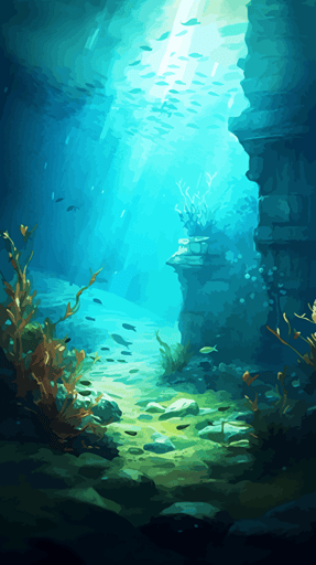 picturesqu underwater scene, vector image, pdf format