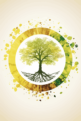 A single tree in the center, abstract vector art