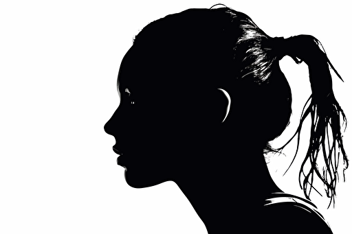 silhouete of a brave female athlete face, vector style, white background