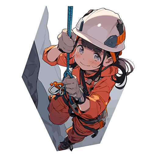 SMILING climbing girl 12 year old in the style of Akihiko Yoshida, make a logo vector