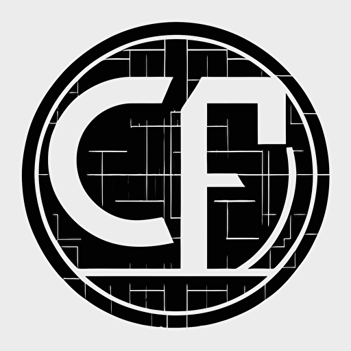 the letters G F in a a circle logo, simple vector 1 colour
