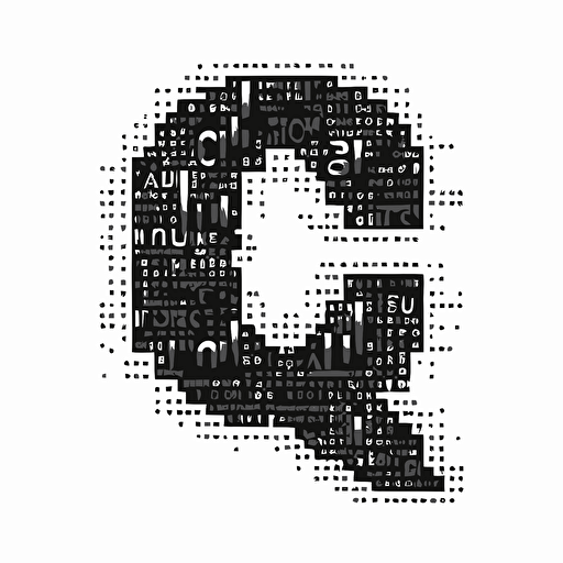 a futuristic pixel iconic logo containing alphabets such as O S M I Q U E, black vector on white background
