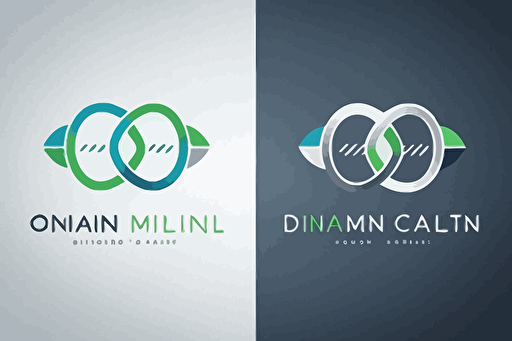 flat vector logo for medical company, clean, minimal, dna, technology, blue, green, gray