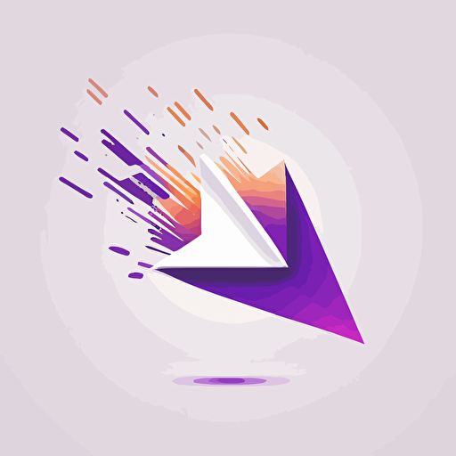 logo showing an envelope with an arrow underneath showing the dynamic of sending the envelope, minimal, vectorized logo, flat with a purple gradient on white background