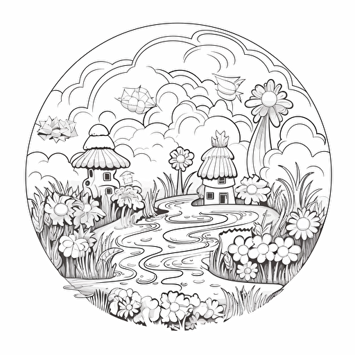 2d illustration, simple vector lovely coloring page