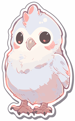 sticker, bird, facing the viewer, kawaii, contour, vector, white background,