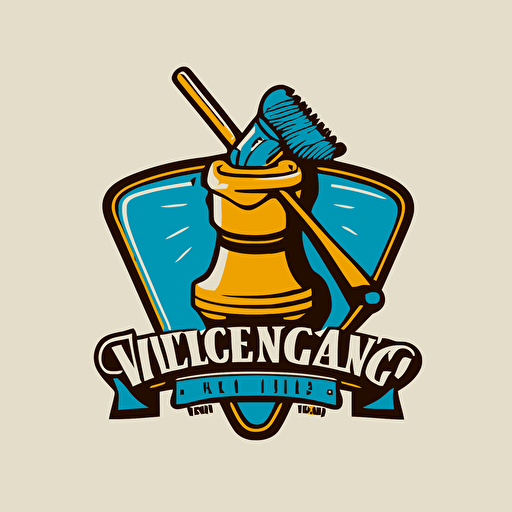 logo for a cleaning company, vector style, mop and bucket no text