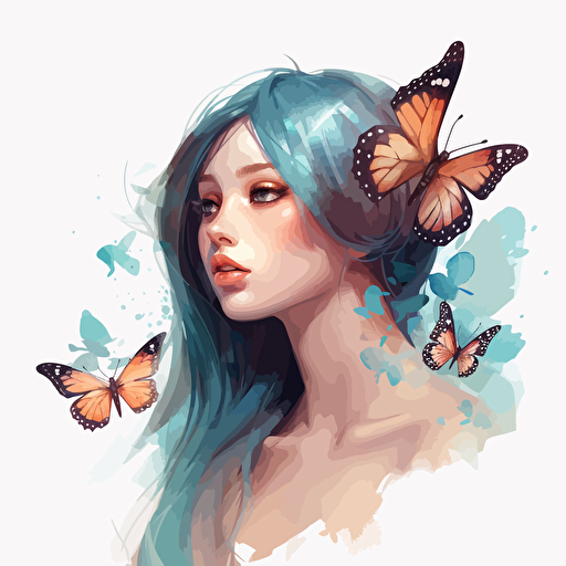 a beautiful butterfly illustration on white background. Clean Cel shaded vector art by lois van baarle, artgerm, Helen huang