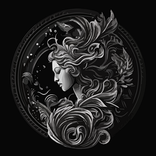 2d , vector , Aquarius, white on black background , v5