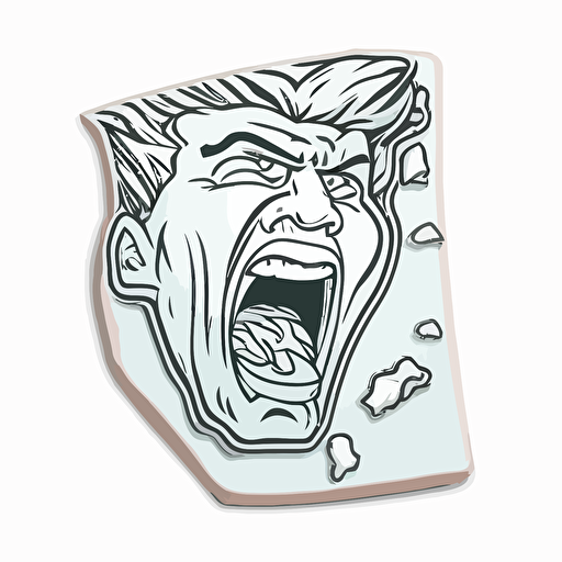 sticker, angry piece of gum, contour, vector, white background