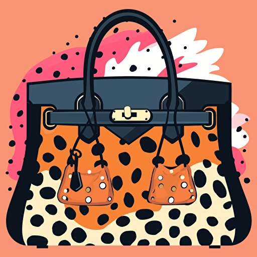 a cell vector illustration of a birkin bag with fun animal prints, stylized
