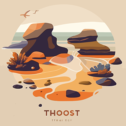 tidepool on the west coast, minimalist design, fun vibe, vector, 2d, flat, 8 colors