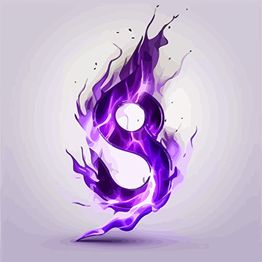 icon, logo, number 8, electric flame, abstract, white background, single color, purple, vector, no shadows