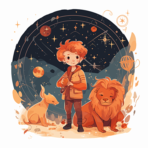 vector, illustration, child, zodiac, sign, leo, HD 6144x6144
