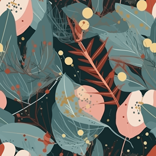flat vector jungle gum leaves and eucalyptus blossoms