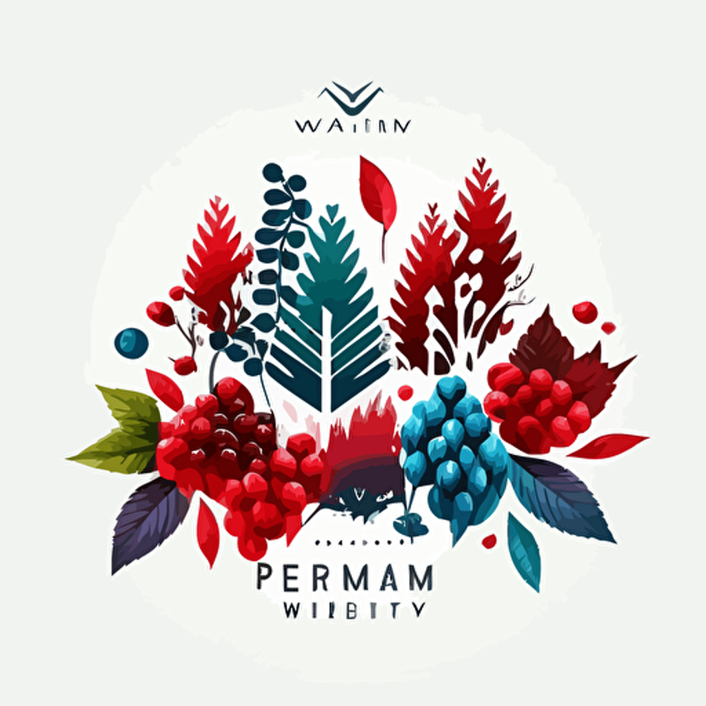 Vector logo modern minimal concept with elements FOREST VALLEY, fruit farms, berries, raspberry, strawberry, blueberry, white background