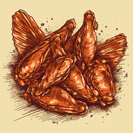 vector illustration of chicken wings, hand drawn, detailed