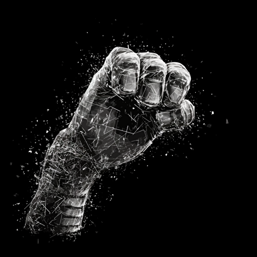 digital cyber fist, very simple, black and white, vector