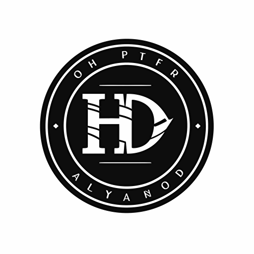 A logo for a carpenter starting with the black letter "D"y followed by a black letter "H" in the middle, vector,