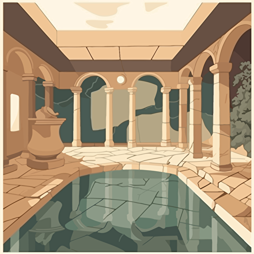 indoor ancient roman thermae, vector look