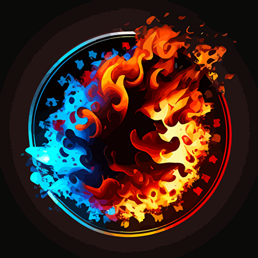 poker chips picture, fire details, vector image, no background