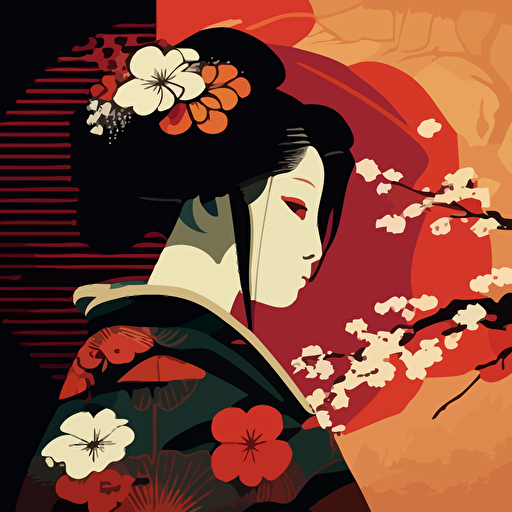 japanese art, ukiyo, vector art