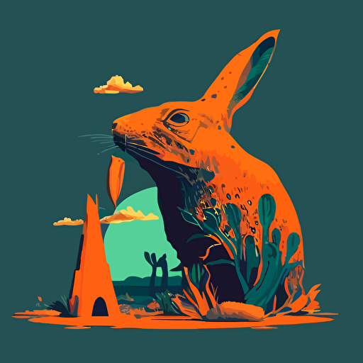 rabbit , eating carrot , house garden , Vector art , Salvador Dalí