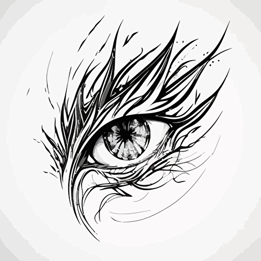 Abstract, minimalist, agressive wraith dragon eye in the style of a single line drawing, Vector, white background, masterpiece, trending on Artstation and Dribbble