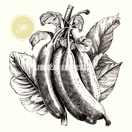 black and white vector illustration of bananas