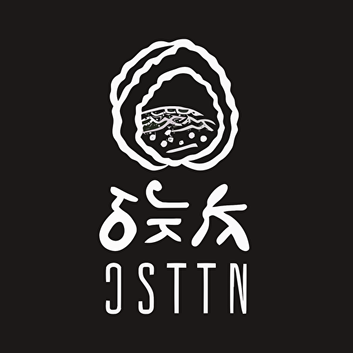 vector logo of an oyster, in japanese style, simple, minimal,