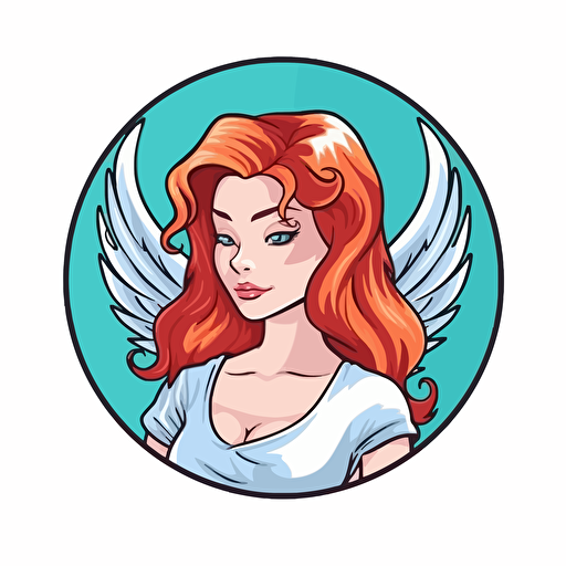 a female angel, vector logo, vector art, emblem, simple, cartoon, 2d