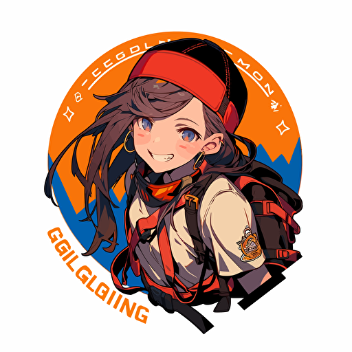 SMILING climbing girl 12 year old in the style of Akihiko Yoshida, make a logo vector