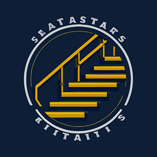 logo with stairs factory, simple, only logo with no word,vector, main color dark blue, sub color white & yellow