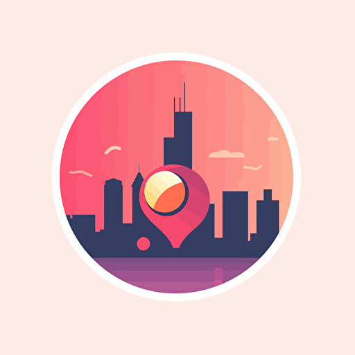 flat vector logo of events app, simple, minimal, location, music, events