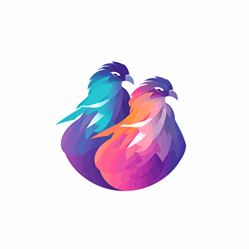 flat vector logo, two pigeons, abstract