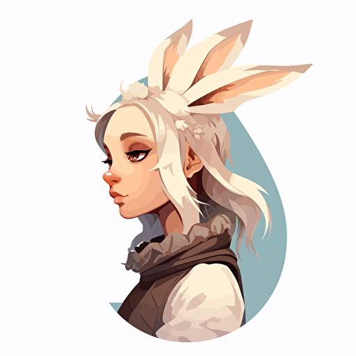 bunny, vector art, white backround, anime artstyle, from the side