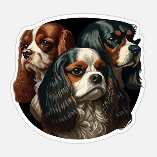 4 cavaliers vector art sticker