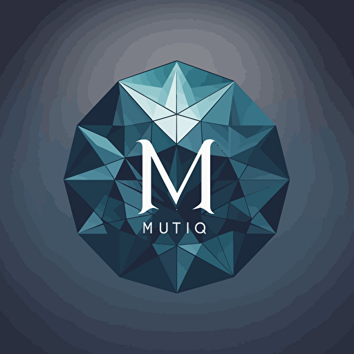 simple vector logo with the letters "MT" woven into the facets of a gem, monotone
