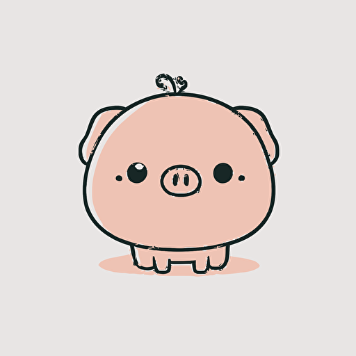 cute pig kawaii style, vector, high resolution, minimalistic, simple, white background