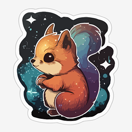 close-up of a cute, happy, sweet, cute, lovely color squirrel,Galaxy Squirrel vector Sticker