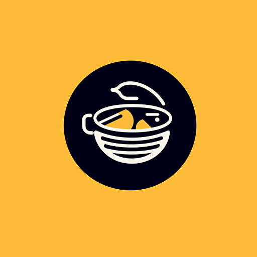vector minimal logo, fish and meat in a hot pot, simple, main color is yellow,