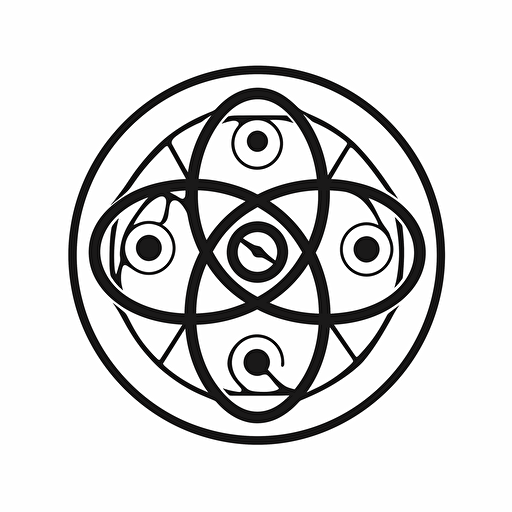 Insignia, School of Nuclear Science, no lettering, no image noise, white background, flat vector illustration,