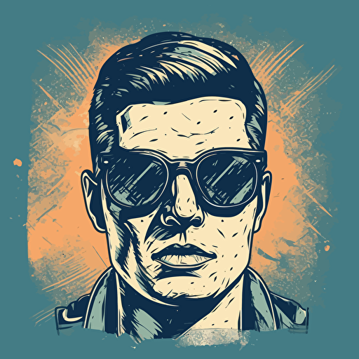 rectangular face with sunglasses, vector artwork