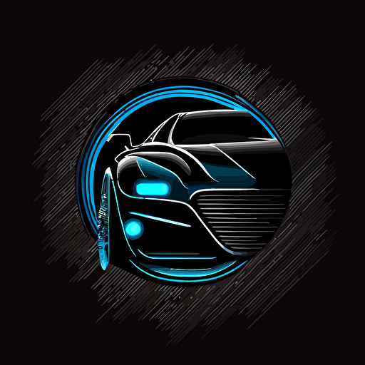 Simple blue logo for car, minimalism, vector, black background