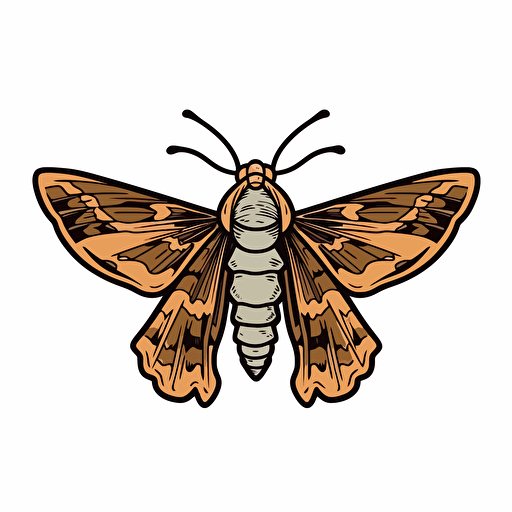 moths No Shadow. Cartoon. Coloring page. Vector. Simple.