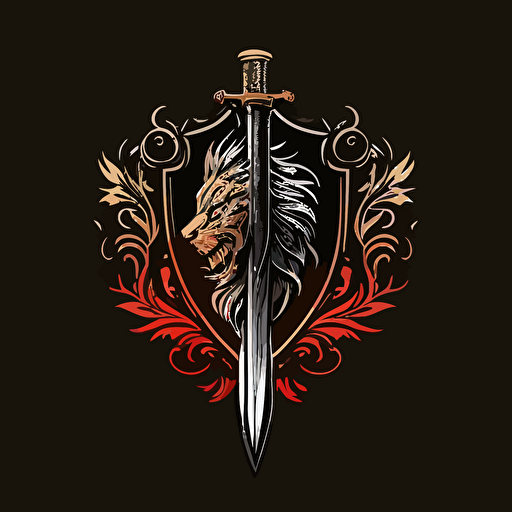 Vector lion logo, vector vd, minimalistic, lion pierced by a sword