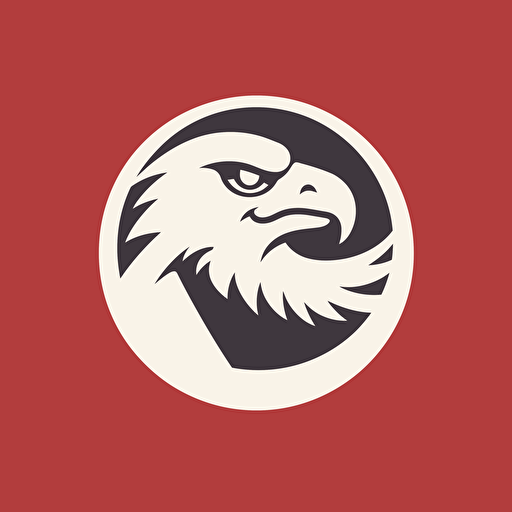 very simple logo for eagle and florball ball, red and white colors, retro , vector flat, PNG, SVG, flat shading, solid background, mascot, logo, vector illustration, masterwork, 2D, simple, illustrator